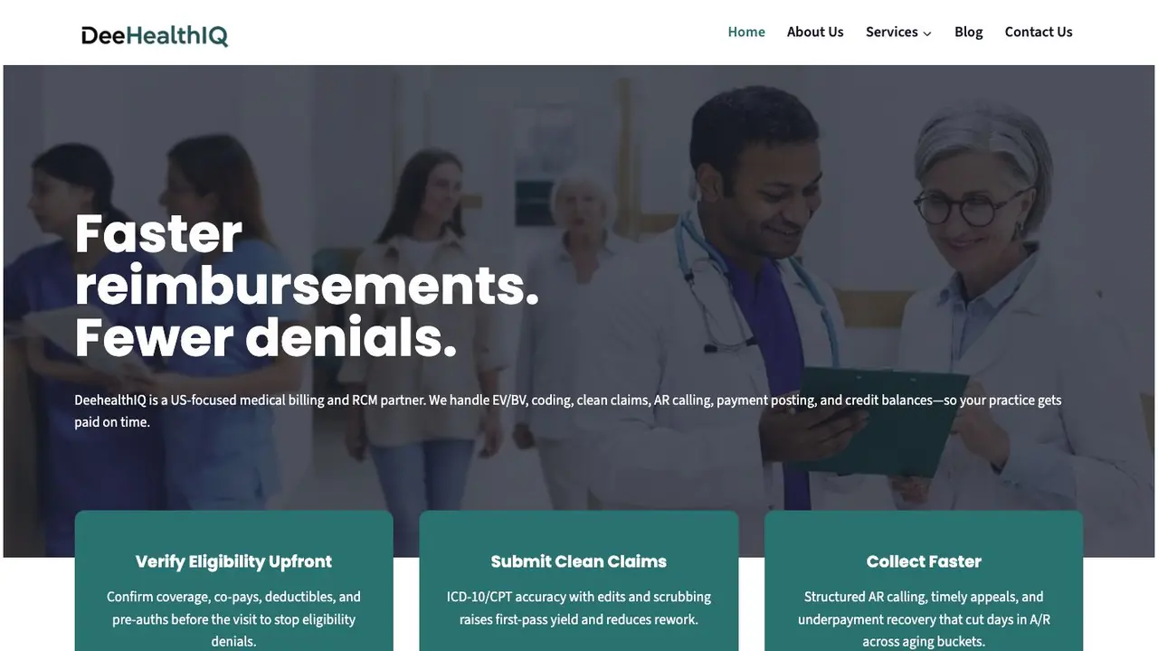 DeeHealthIQ website homepage