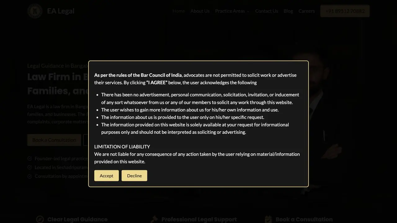EA Legal website homepage