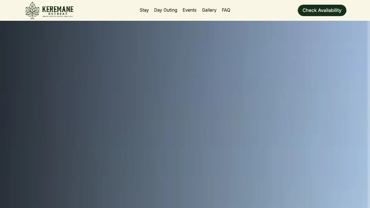Keremane Retreat website homepage