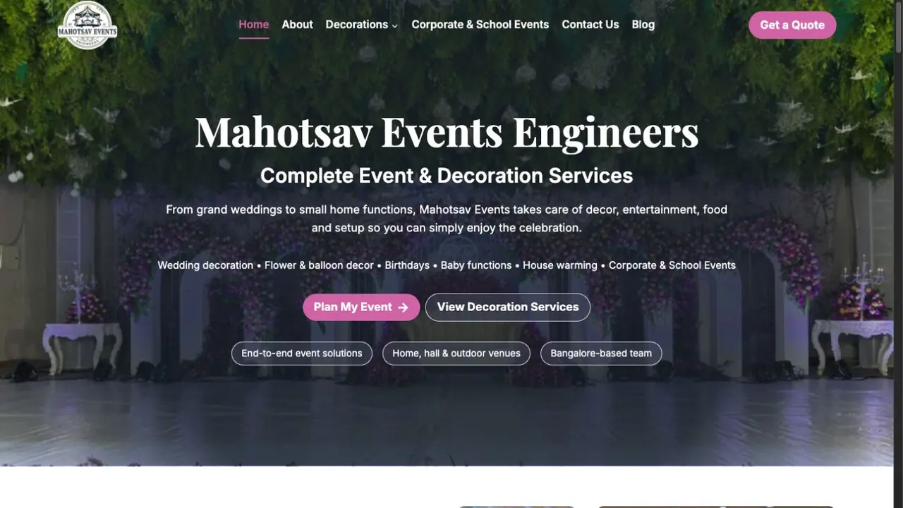 Mahotsav Events Engineers website homepage