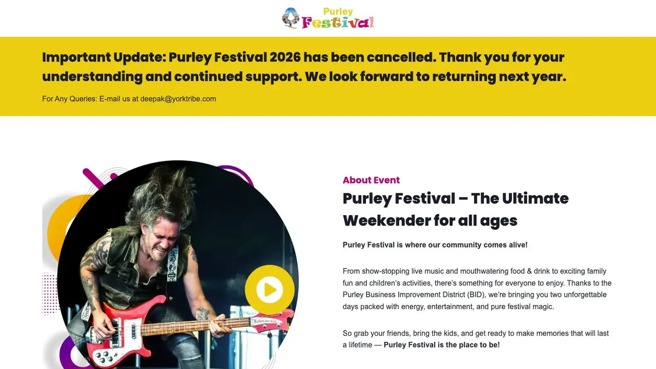 Purley Festival website homepage