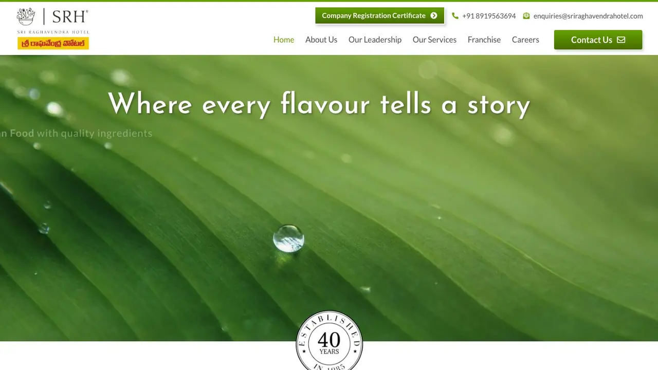 Sri Raghavendra Hotel website homepage