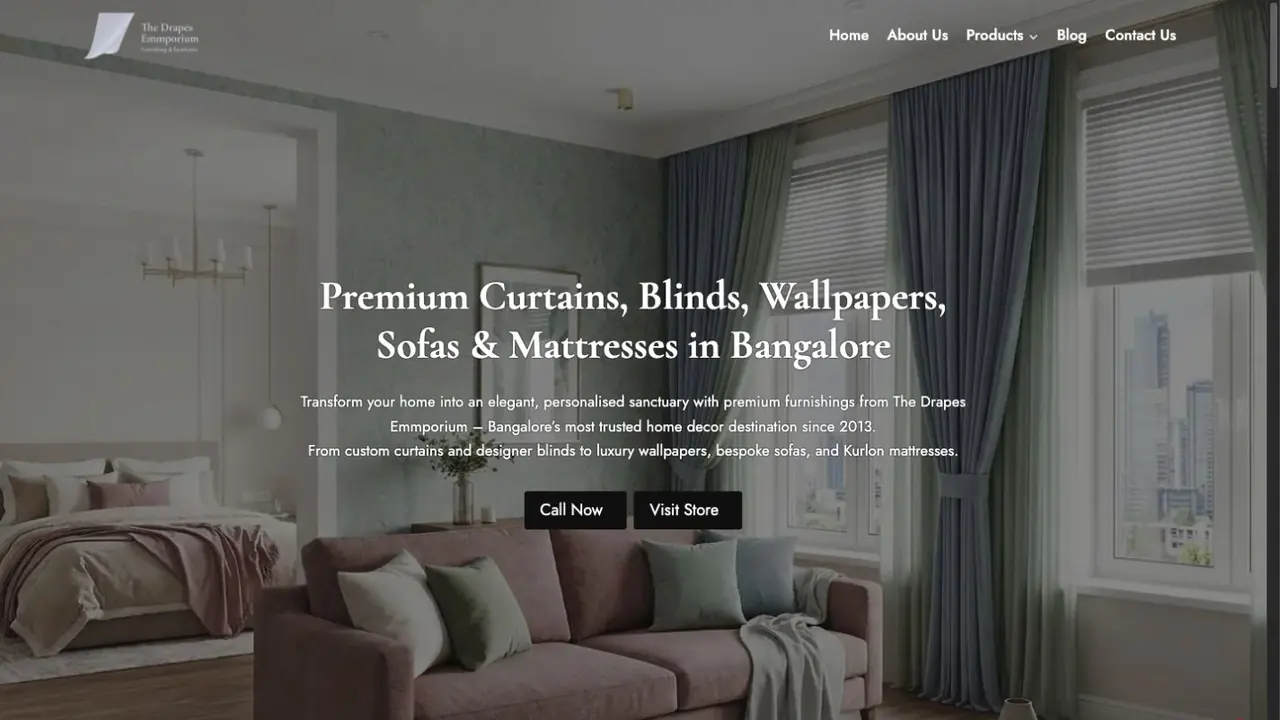 The Drapes Emporium website homepage