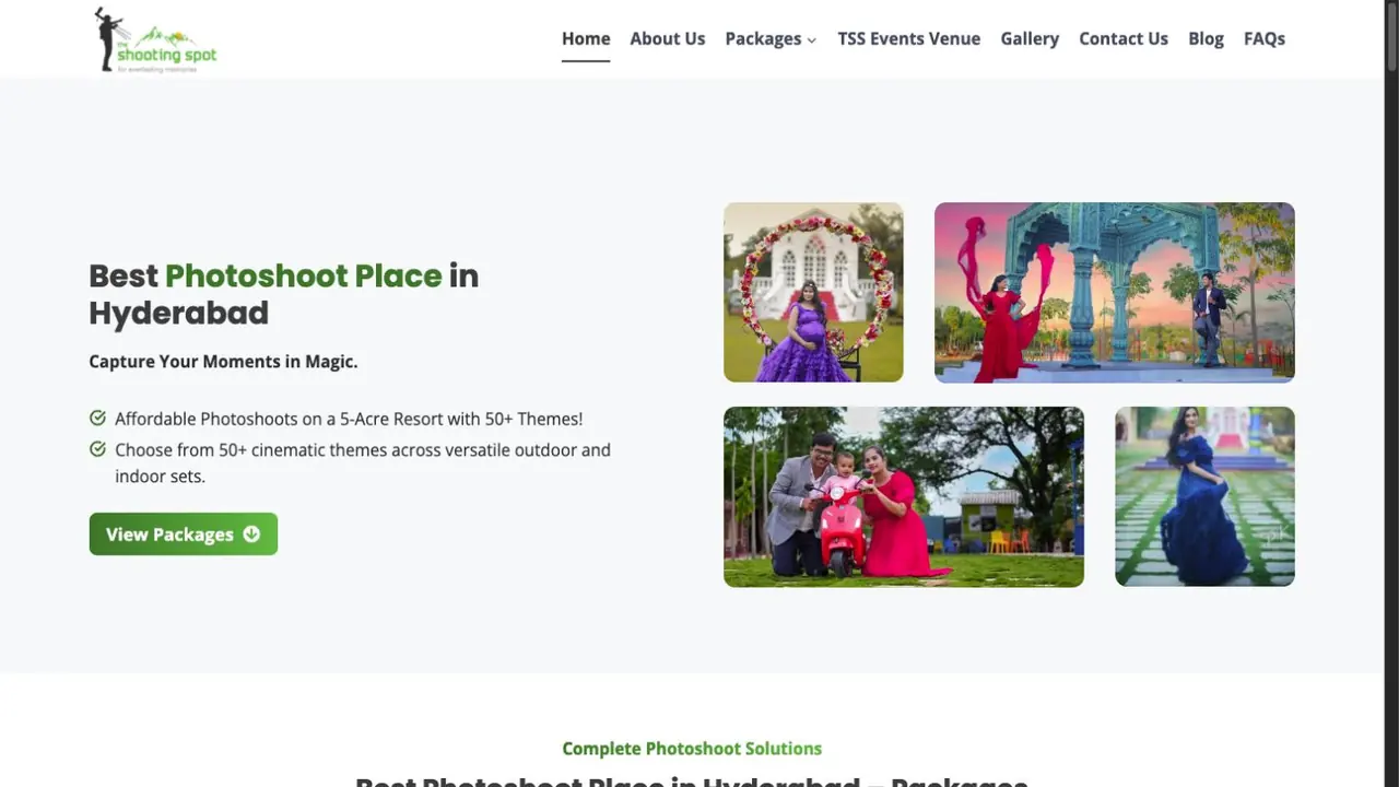 The Shooting Spot website homepage