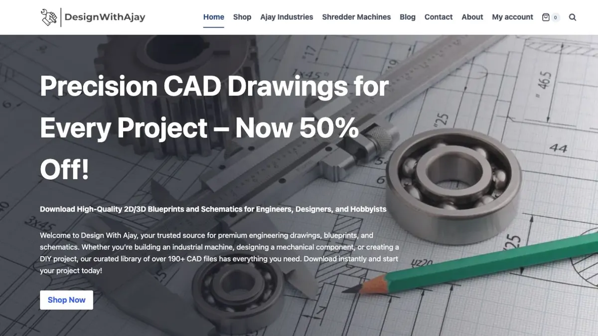 Design With Ajay homepage featuring design services and project resources