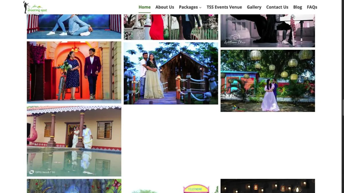 The Shooting Spot homepage gallery featuring photography locations and sets